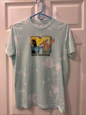 abercrombie kids MTV Pastel Aqua Tee with Sunset Logo Size 15/16 NWT